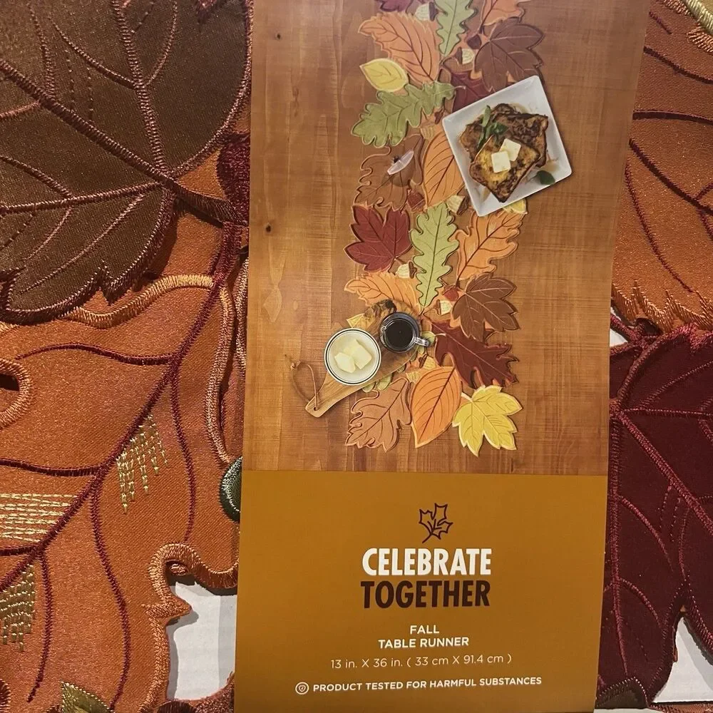Celebrate Fall Together Autumn Fall Leaf Cut Out Table Runner 13